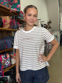 AAE Tee - White & Brown Stripe