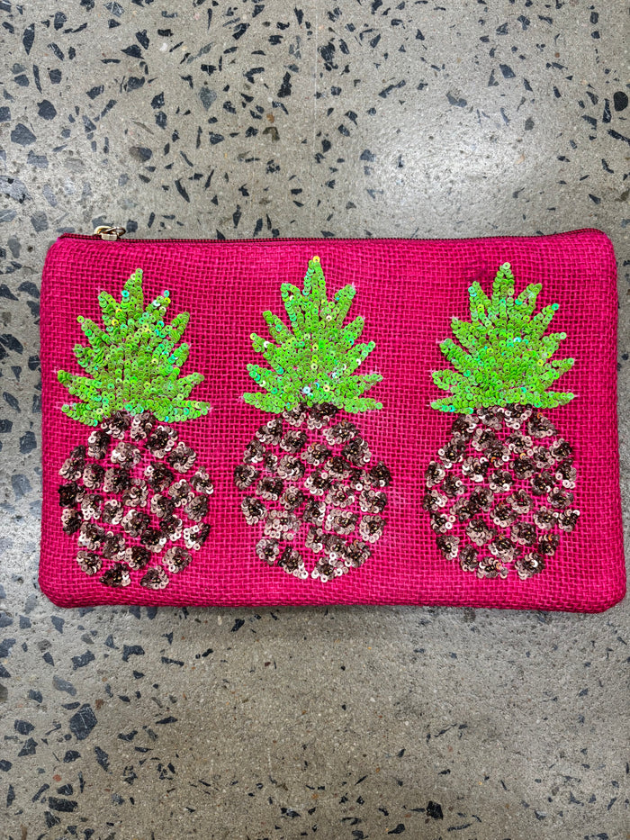 Beaded Clutch - Pink Pineapple