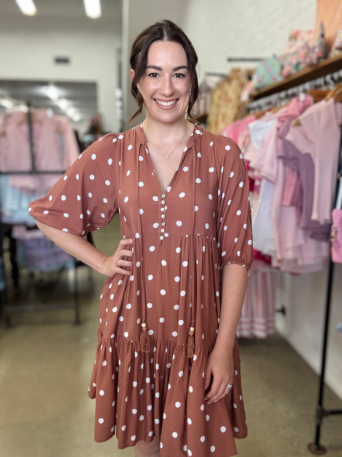 Marlow Dress - Polka Dot Rust