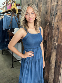 Eden Ruched Maxi Dress - Dark Denim