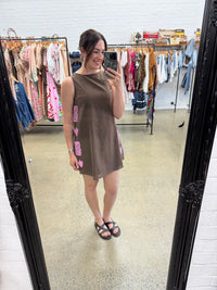 Faye Mini Dress - Chocolate & Pink