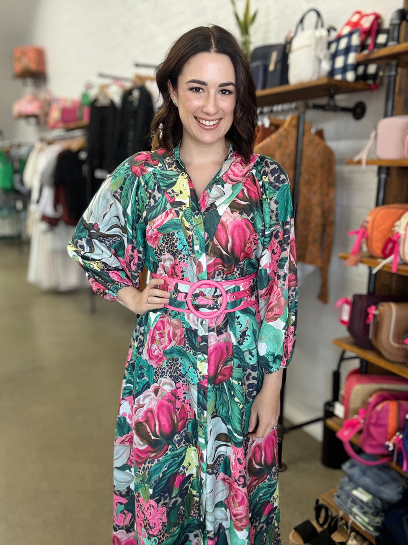 Donatella Maxi Dress - Pink Leopard