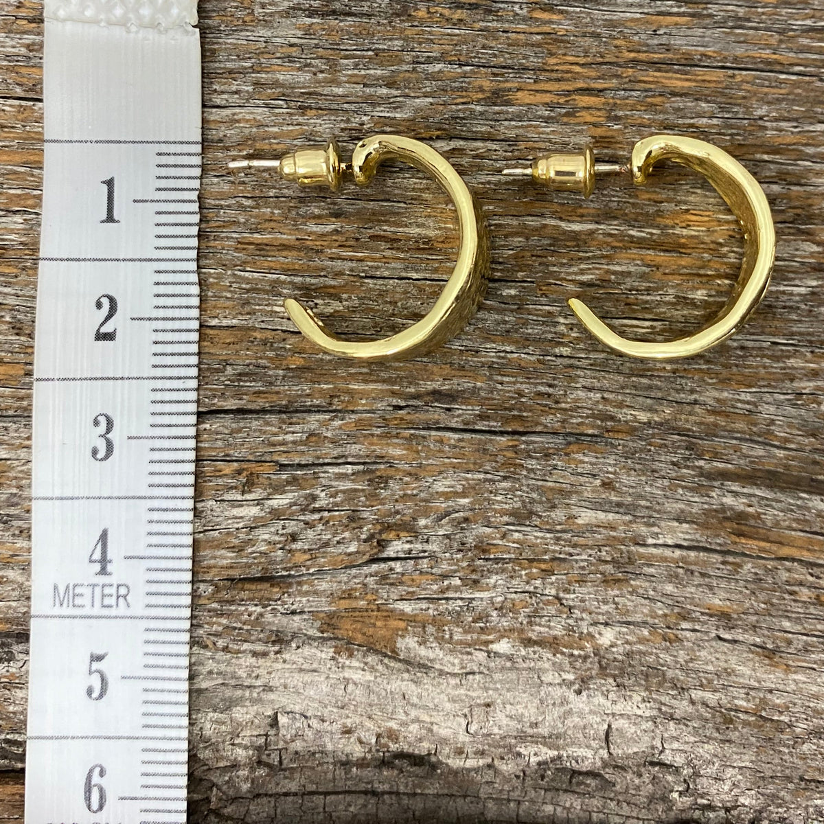 Earrings - Gold Textured Thick Hoop Earrings