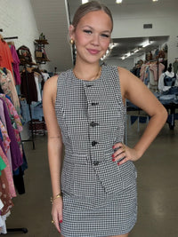 Charli Vest- Black & White Gingham