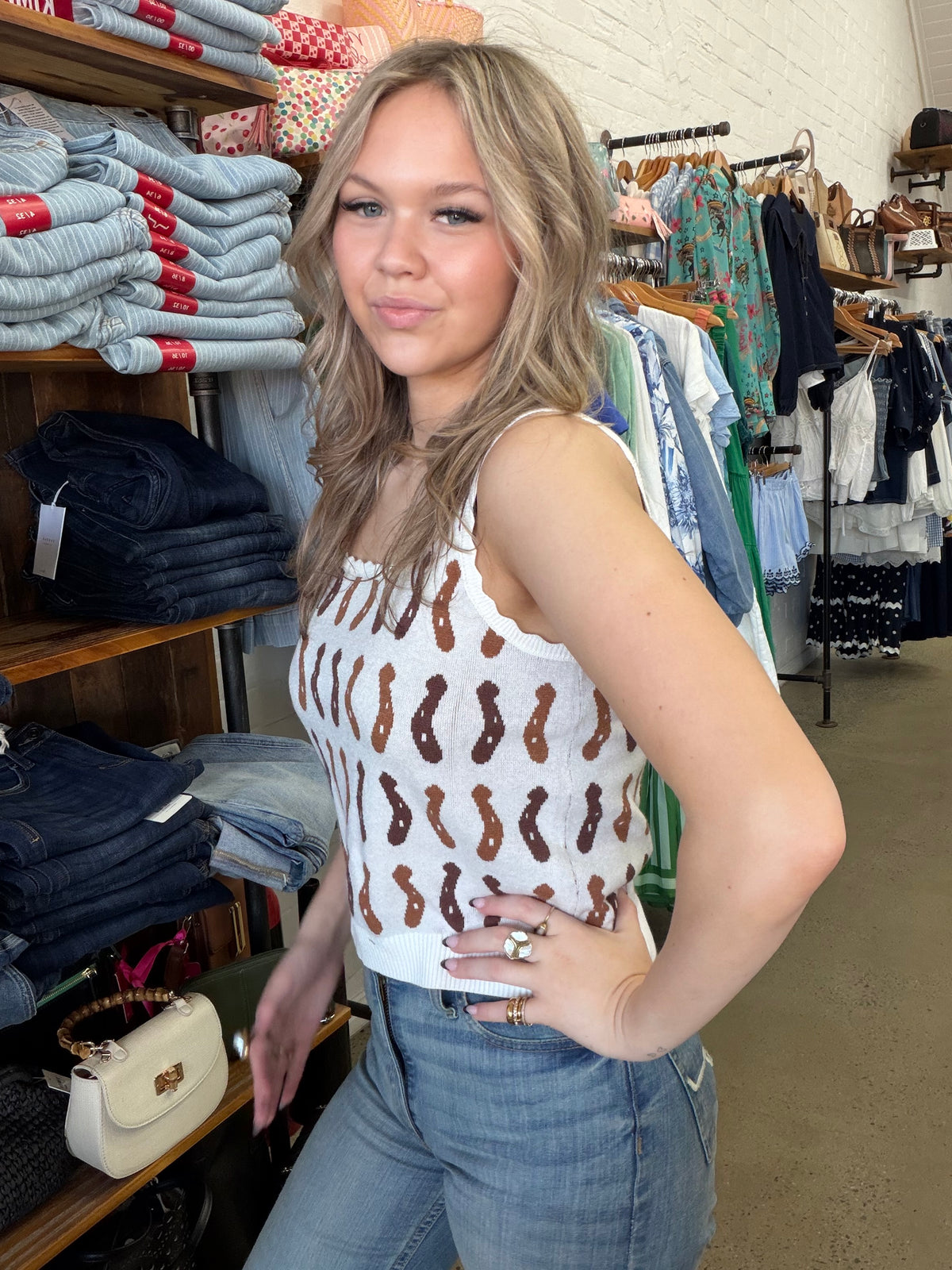 Bettie Knit Top - Neutral Horseshoe