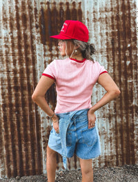 Canyon Sun Baby Tee - Light Pink & Red