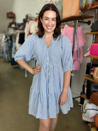 Hadley Dress - Blue & Cream Gingham