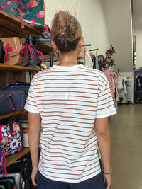 AAE Tee - White & Brown Stripe