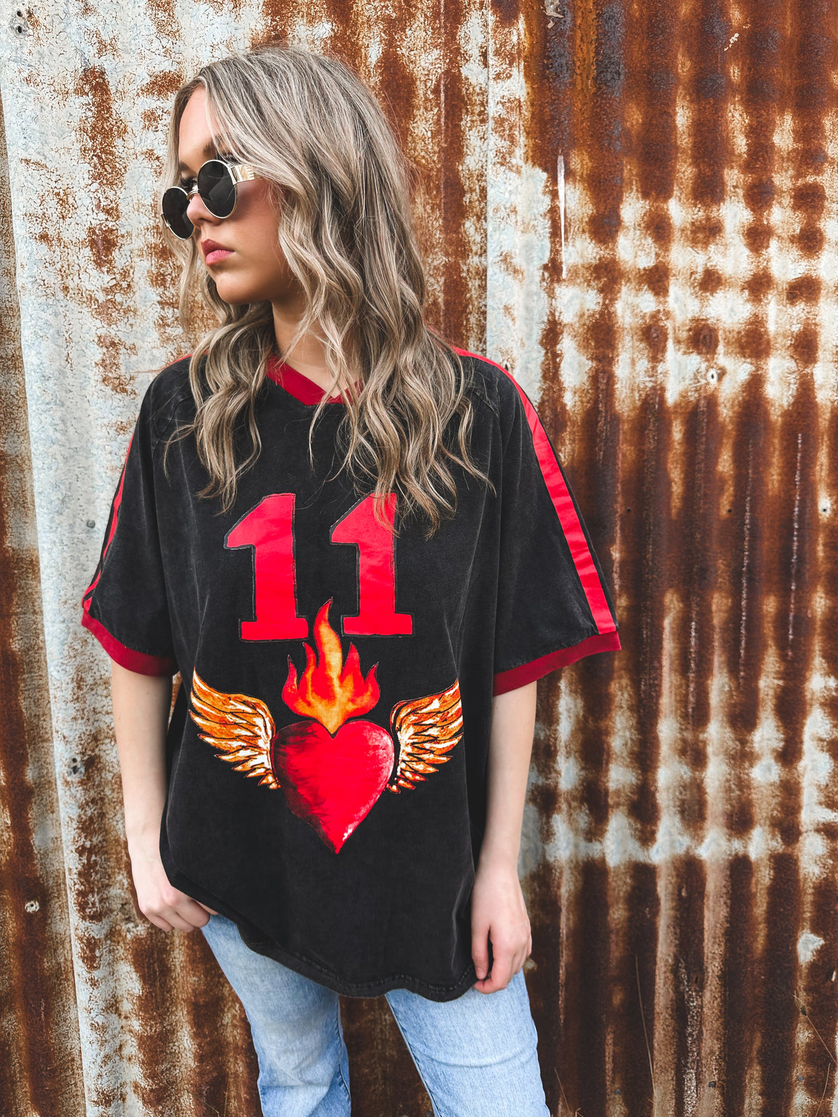 Lucky Eleven Oversized Tee - Charcoal