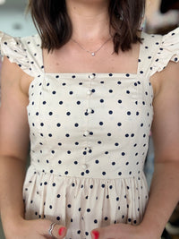 Zyla Dress - Navy Polka Dot