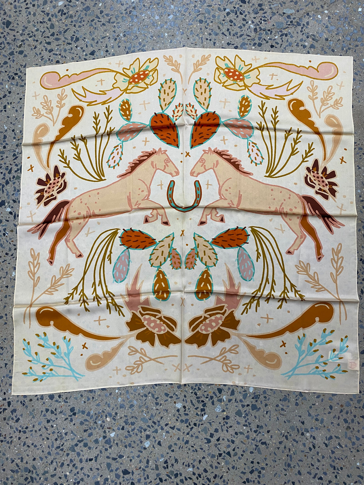 Large Western Wild Rag - Wild Horses Peach