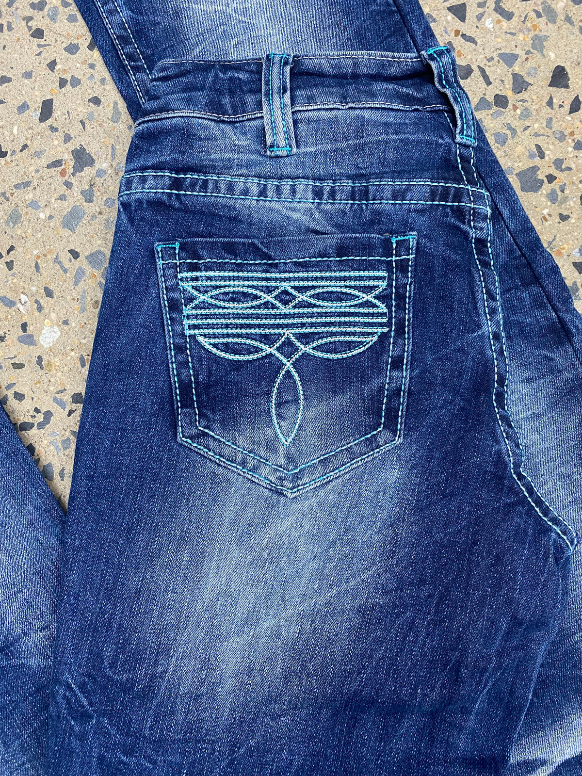 Cowgirl Tuff Jeans - Turquoise Boot Stitch