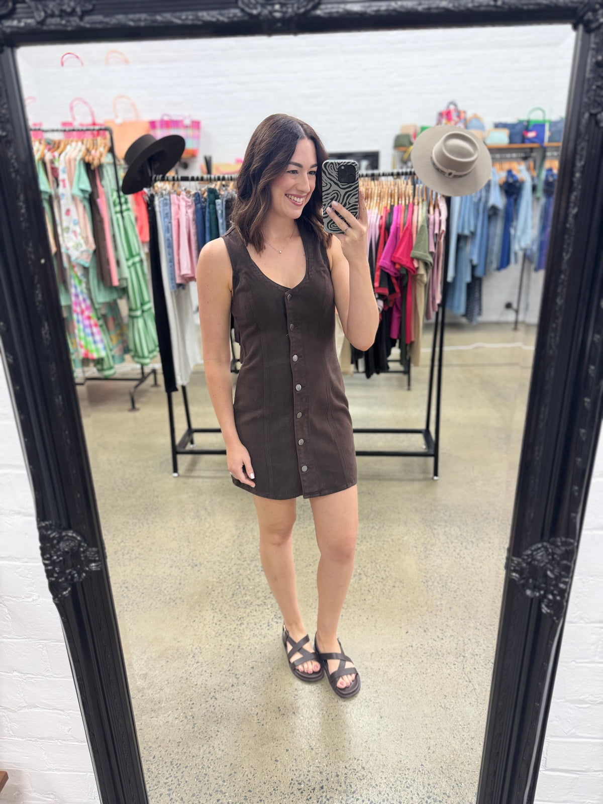 Peta Mini Dress - Brown
