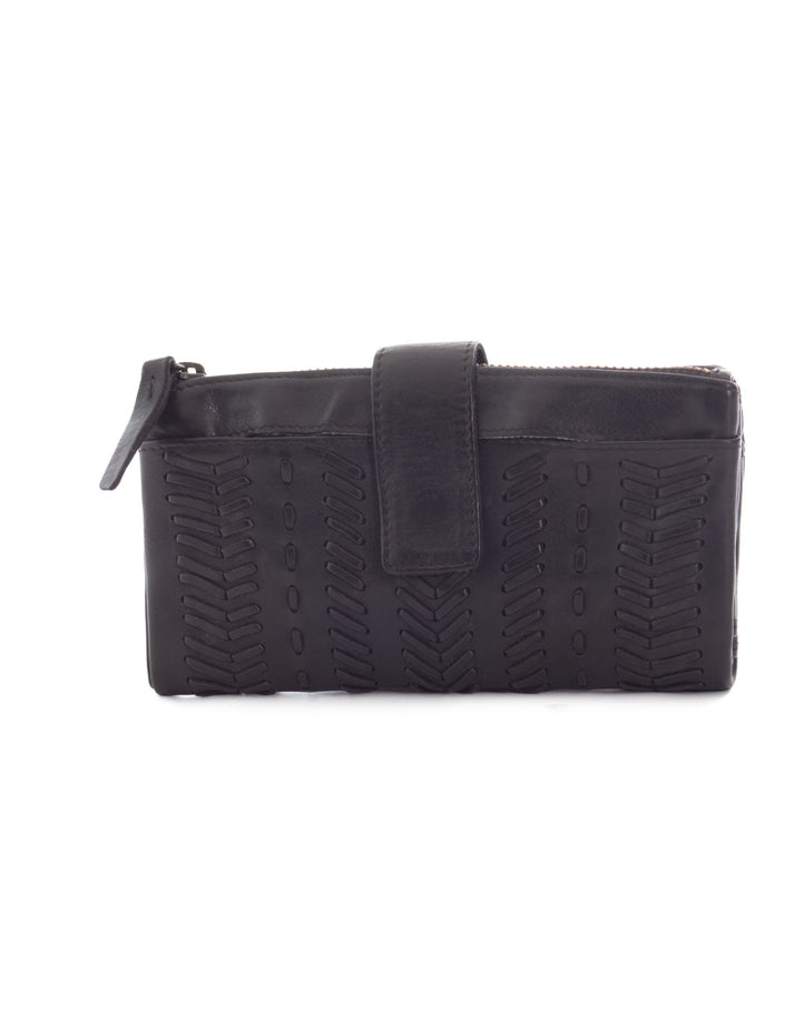 Ardrossan Braided Leather Wallet - Black