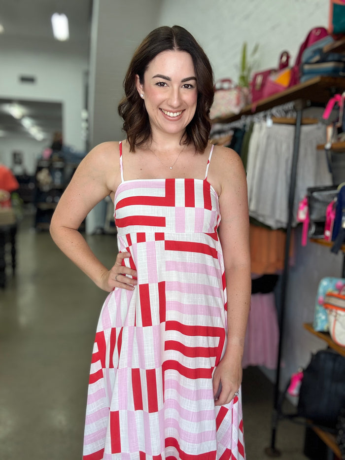 Valentia Geo Maxi - Pink/Red/White