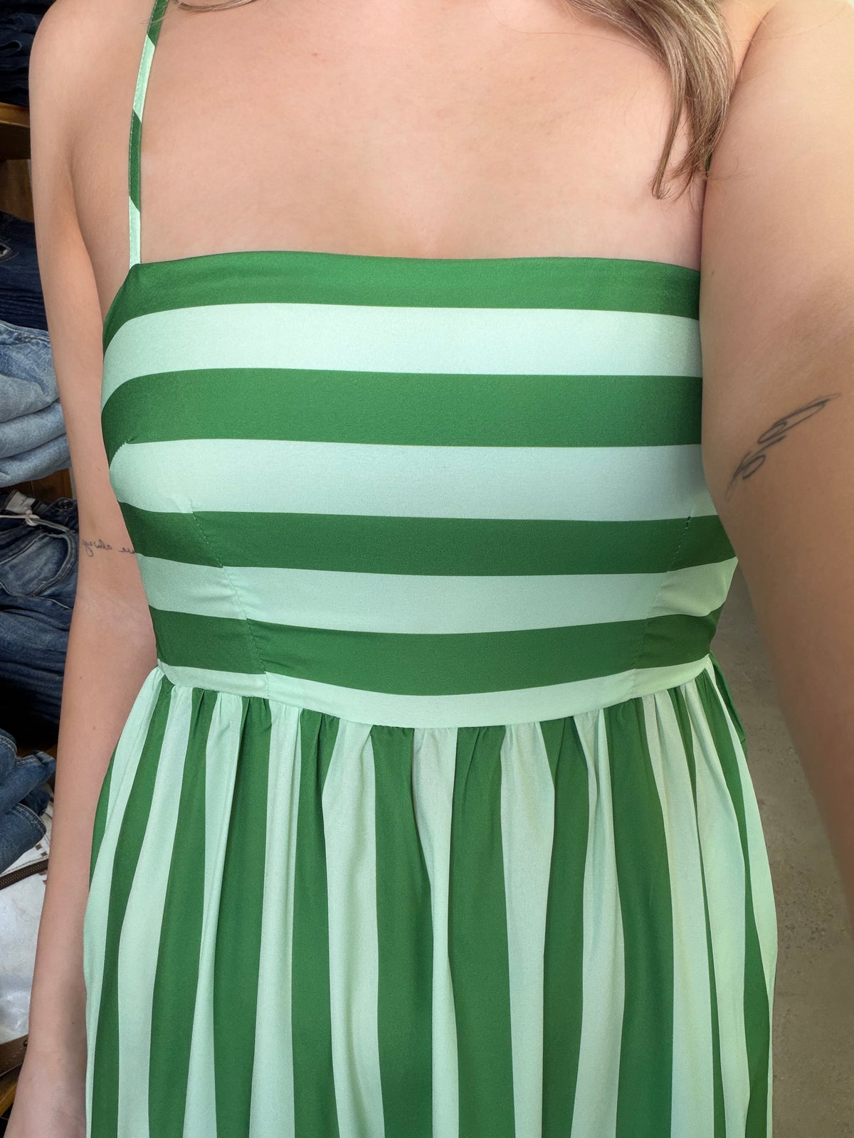 Ivy Maxi Dress - Green Stripe