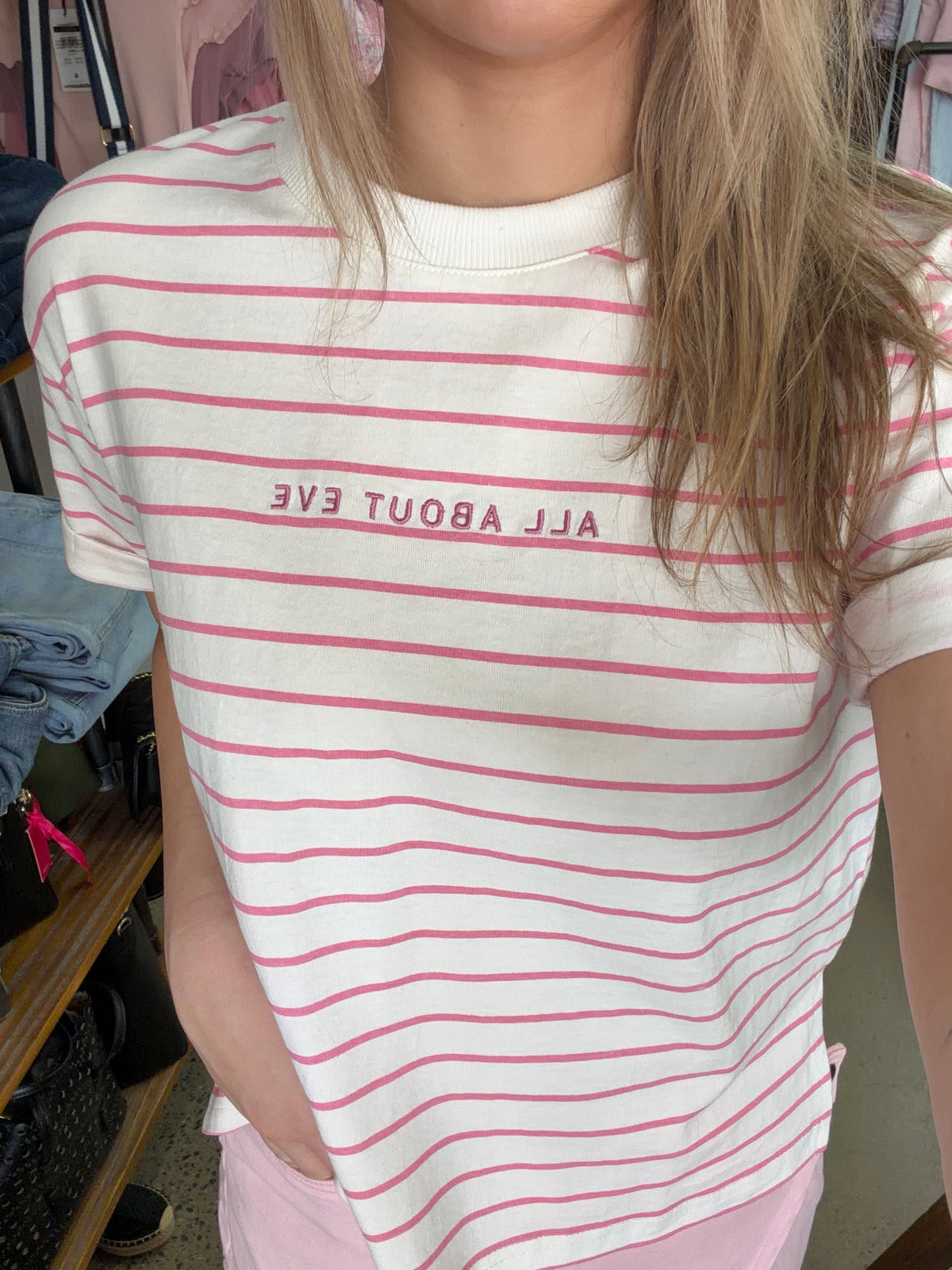 AAE Washed Tee - Pink Stripe