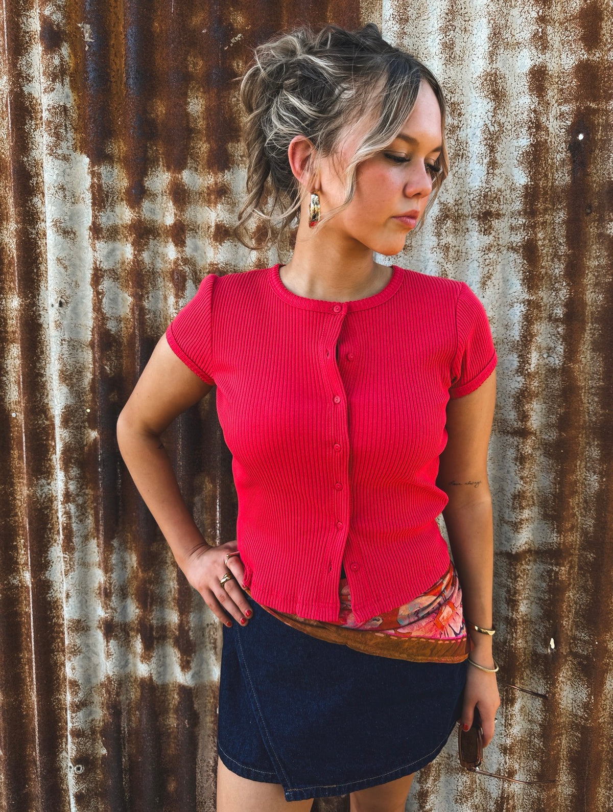 Bailey Knit Top - Vibrant Red