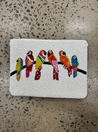 Beaded Clutch - White Parrot