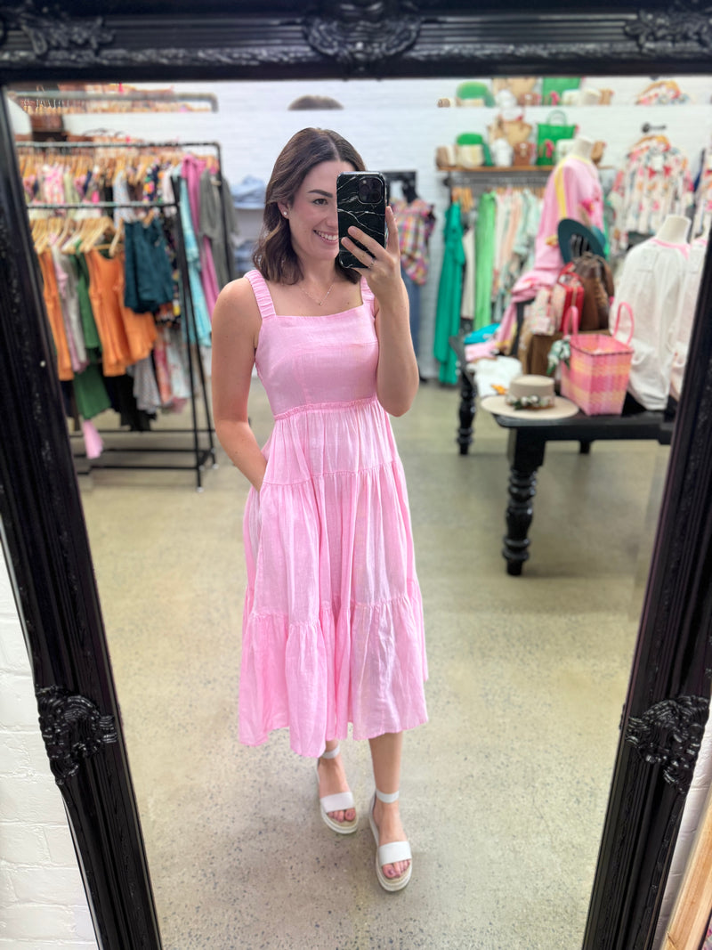 Eden Ruched Maxi Dress - Baby Pink