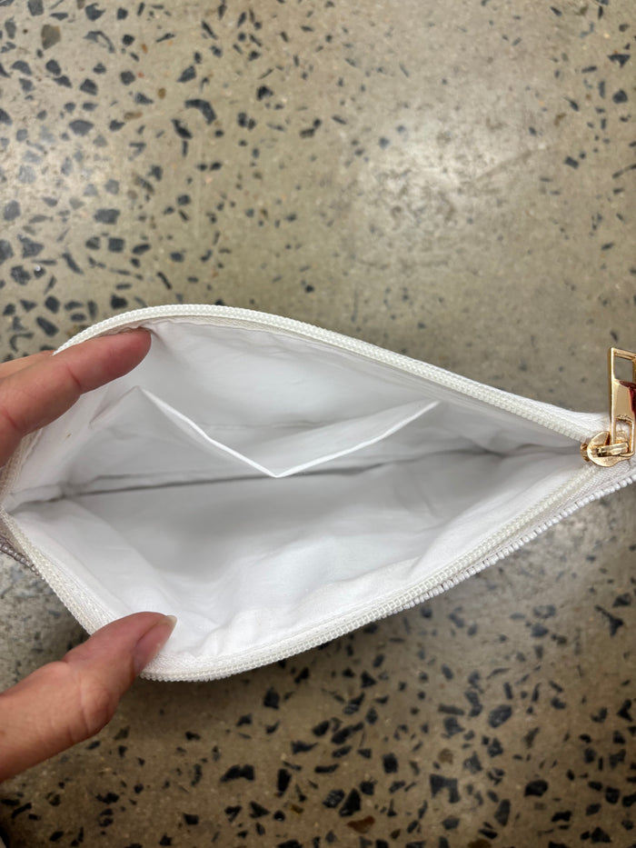 Beaded Clutch - Red & White Stripe with Lemons