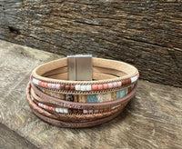 Braided Bead Magnetic Bracelet - Brown