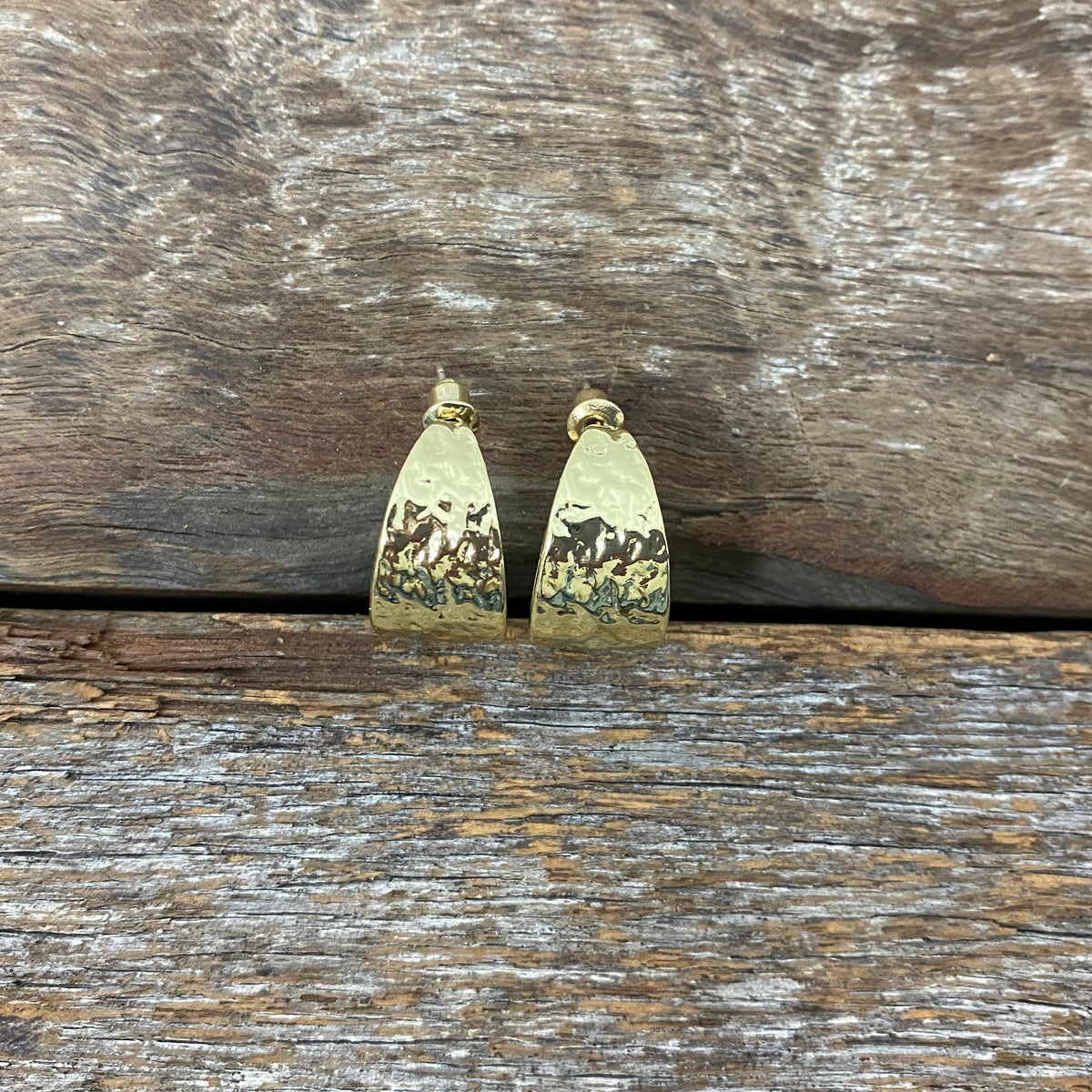 Earrings - Gold Textured Thick Hoop Earrings