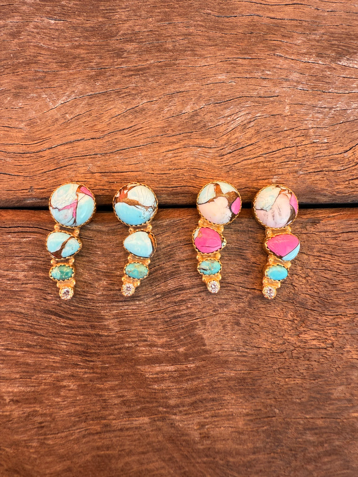 Fayrie Earrings - Cotton Candy Dahlia Stones