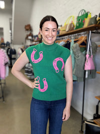 Lottie Knit Vest - Green/Pink