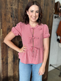Imogen Top - Red & White