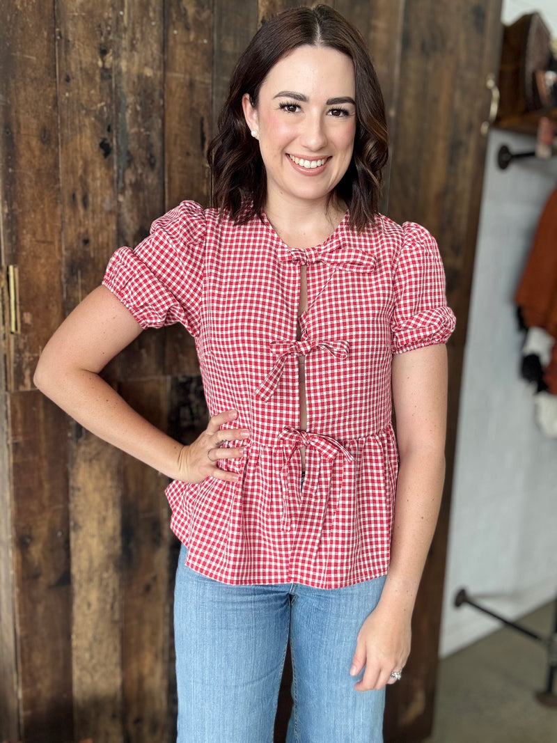 Imogen Top - Red & White