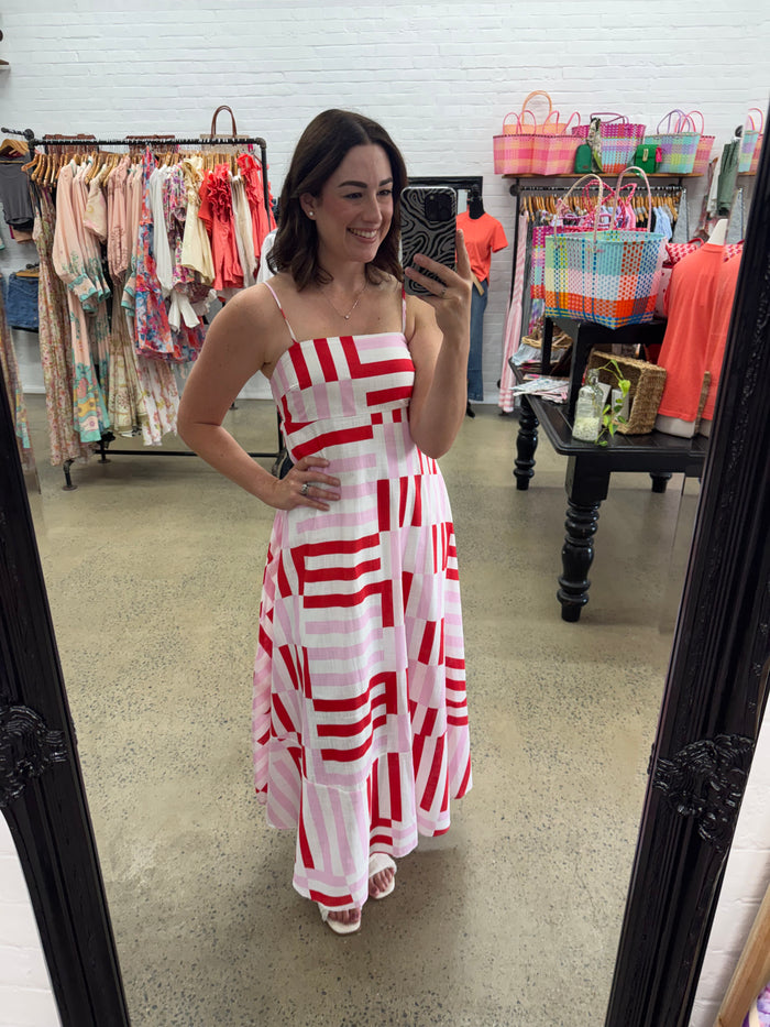 Valentia Geo Maxi - Pink/Red/White