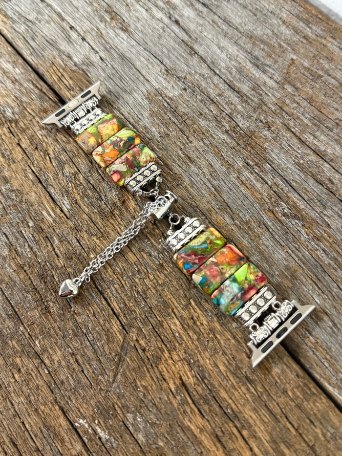 Silver Multi-Colour Stone Apple Watch Band - Hollie