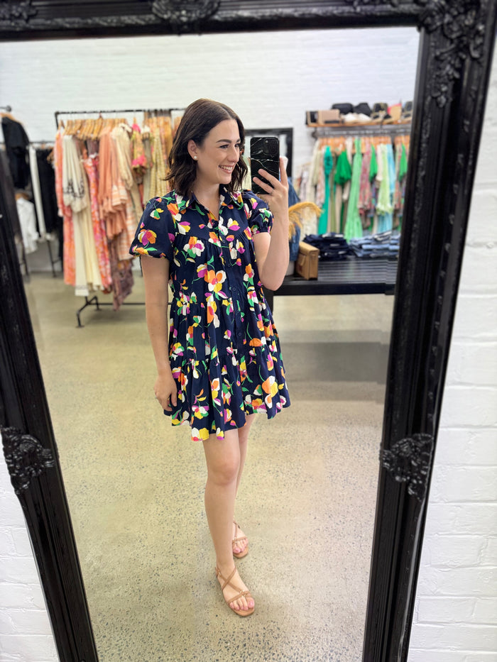 Tullulah Dress - Navy Floral