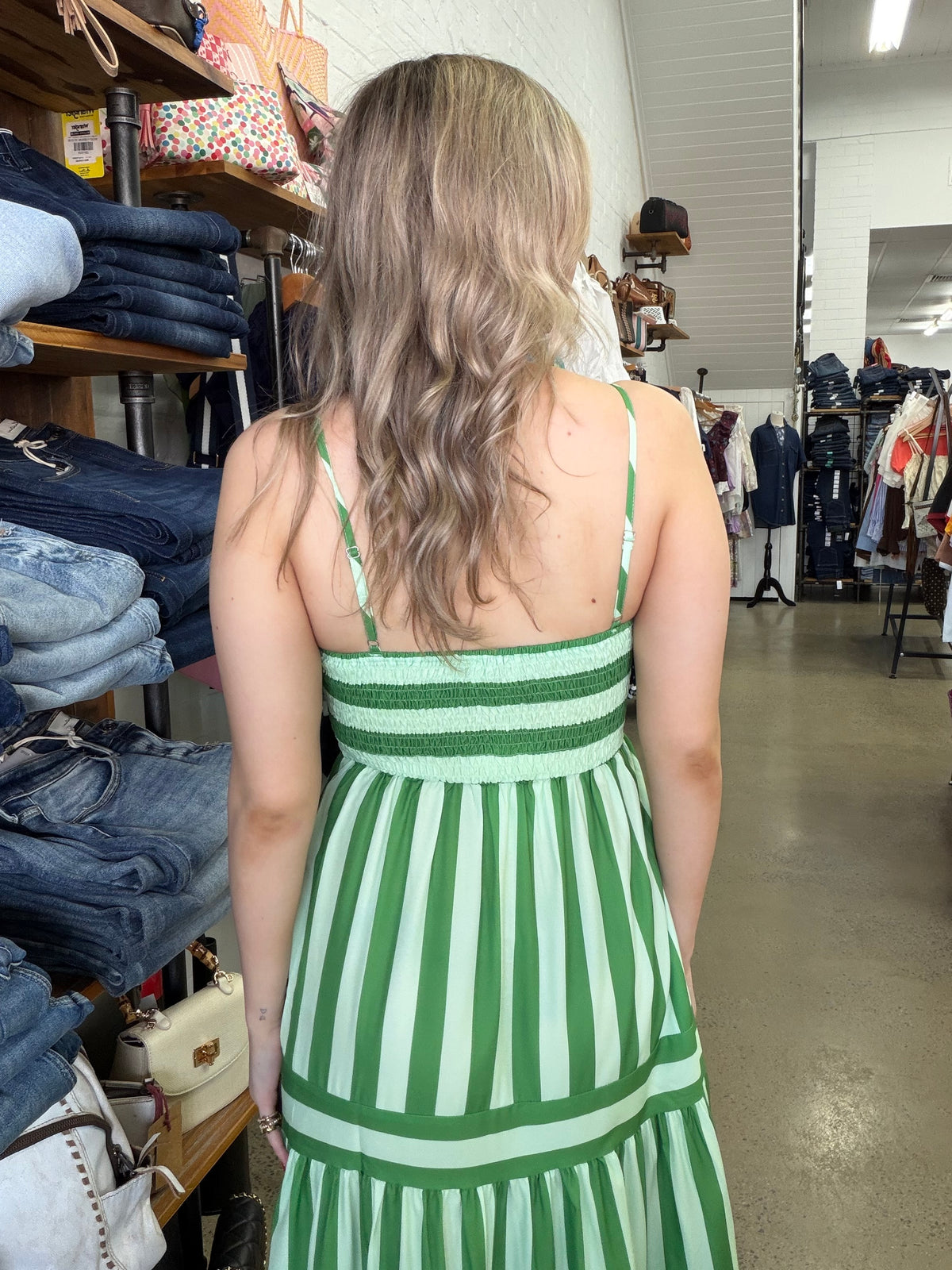 Ivy Maxi Dress - Green Stripe