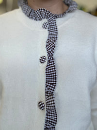 Marley Cardigan - Gingham Beige