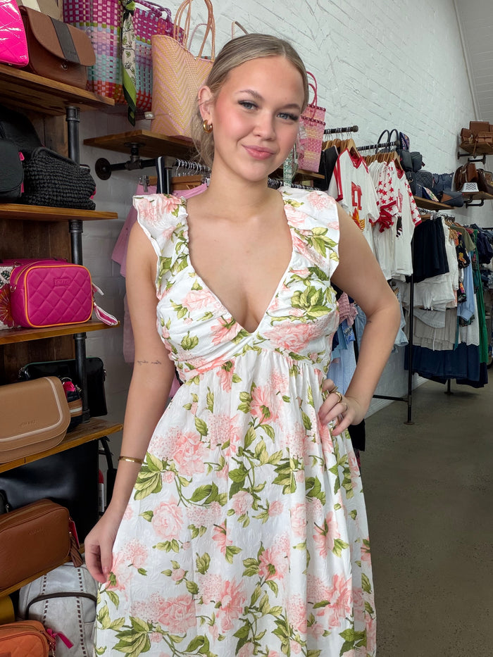 Aurora Maxi Dress - White Floral