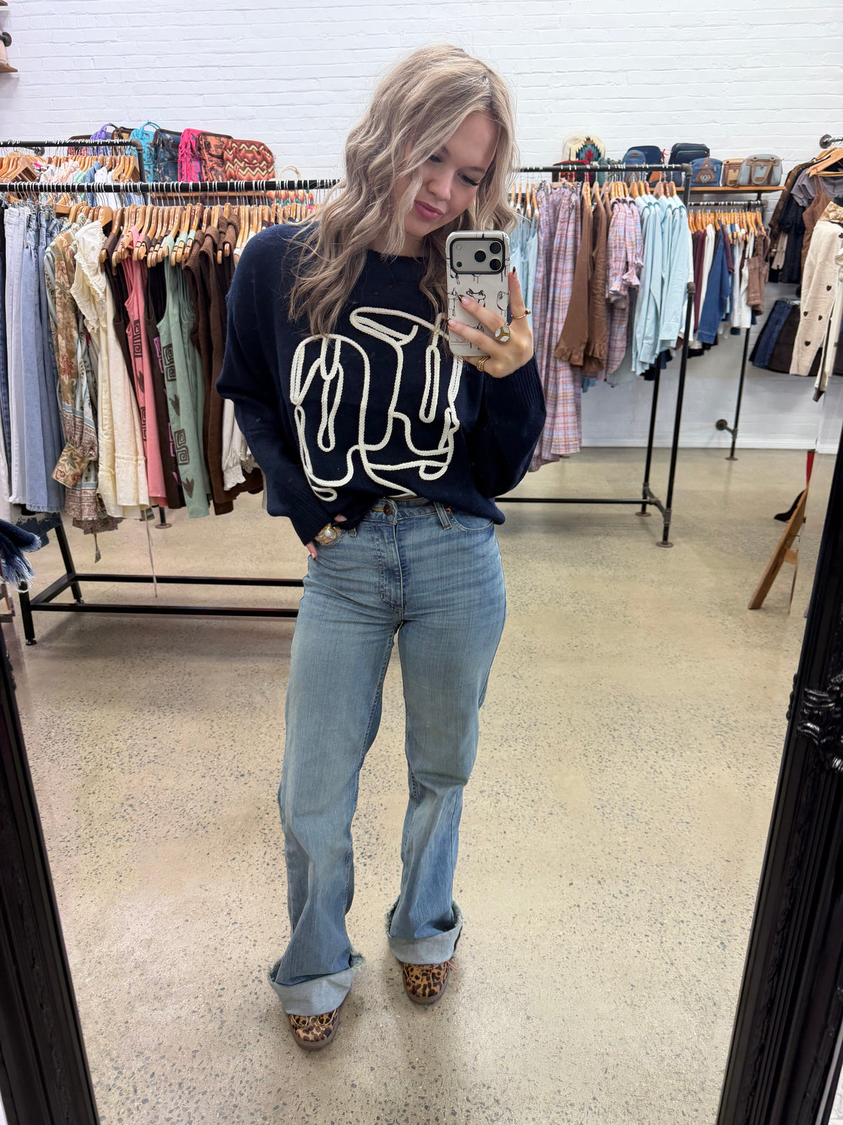 Cowboy Boots Knit - Navy