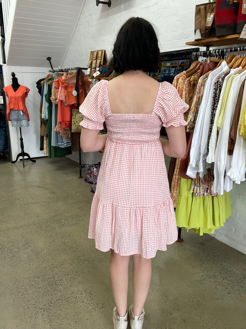 Jenna Dress - Pink & Red Gingham
