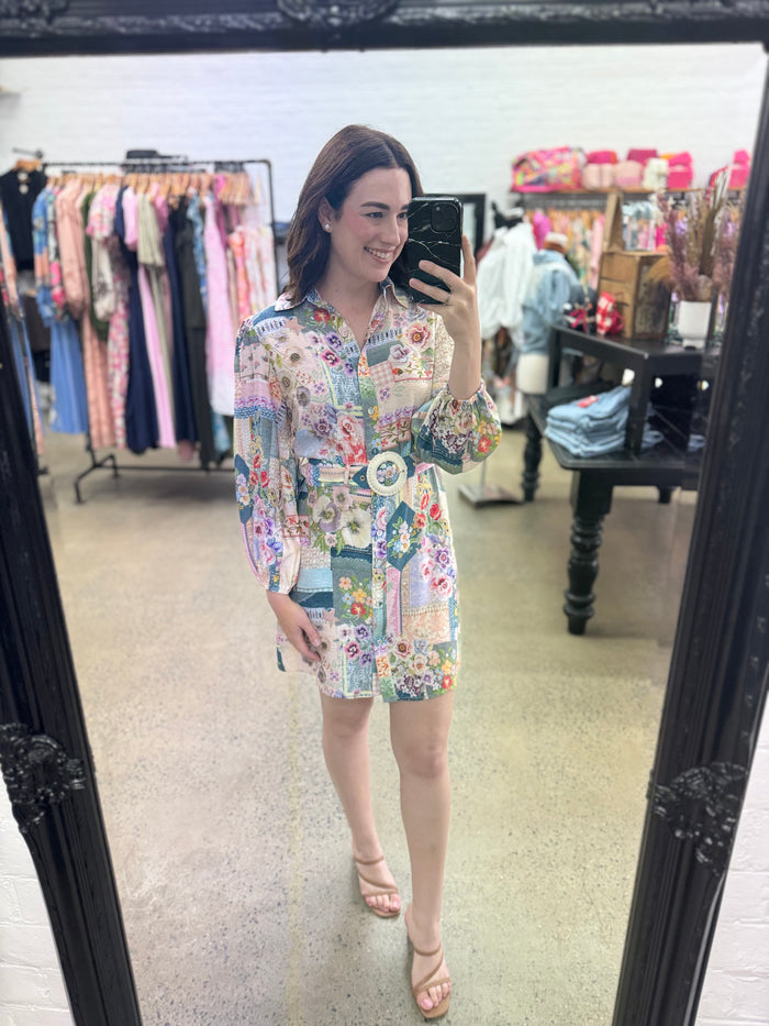Kathryn Mini Dress - Floral Patchwork