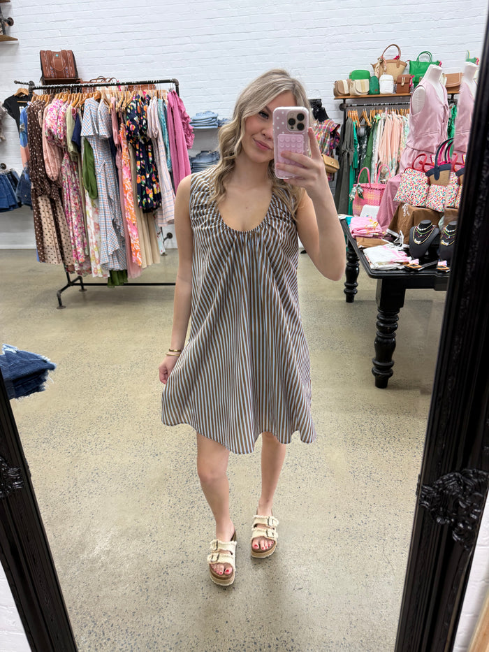 Hattie Mini Dress - Brown & Blue