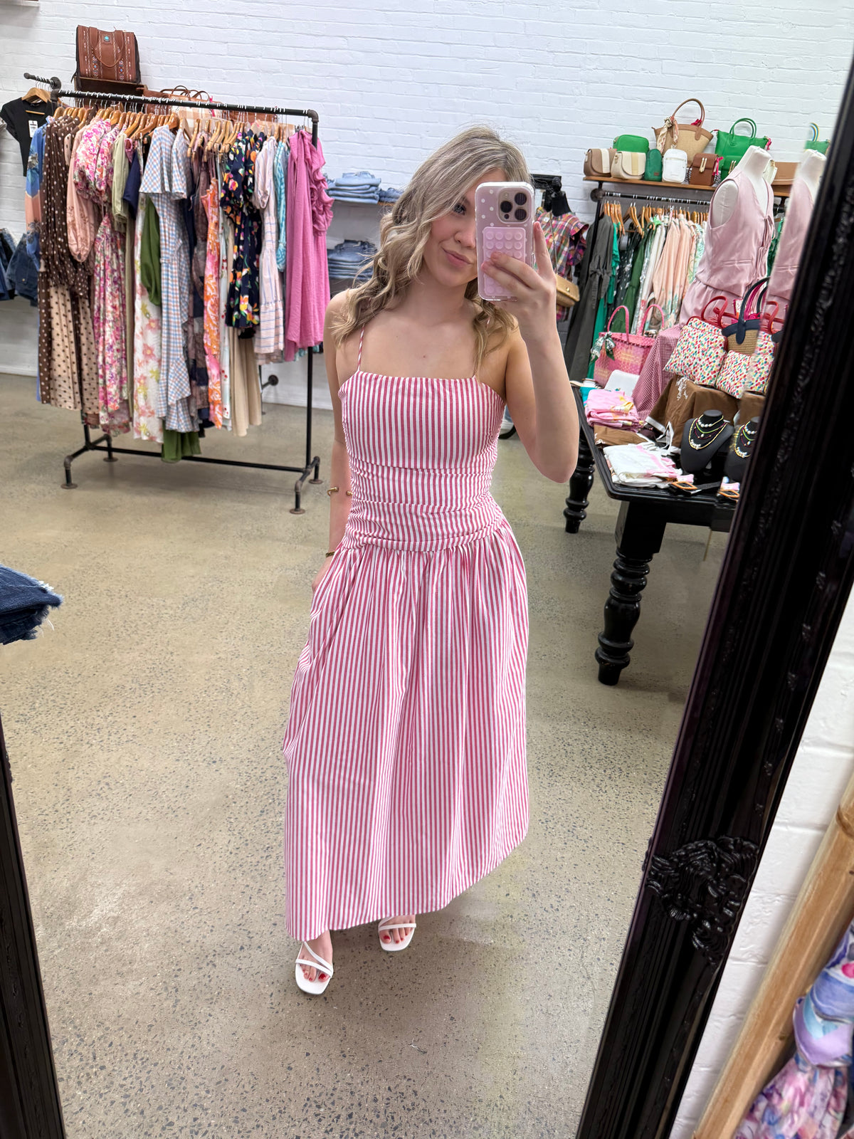 Franca Maxi Dress - Pink & White Stripe