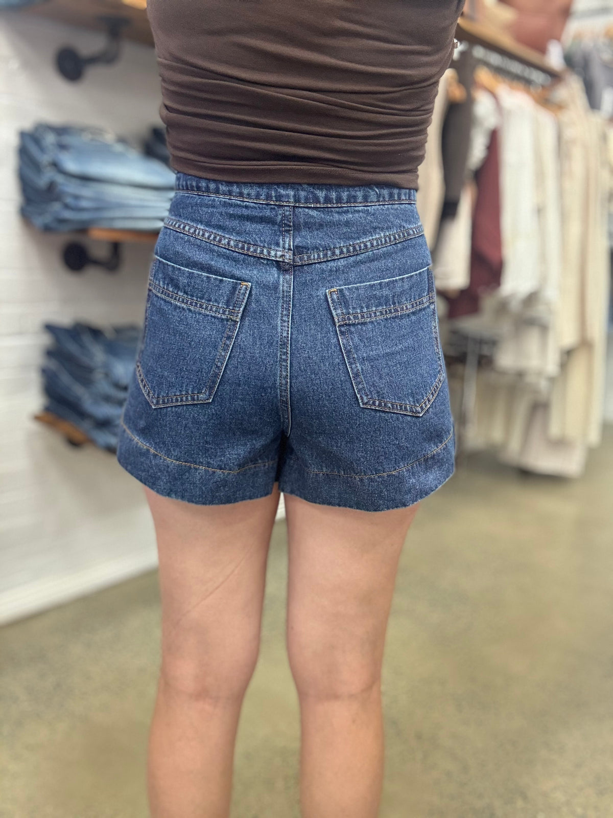 Polly Shorts - Dark Denim High Waisted