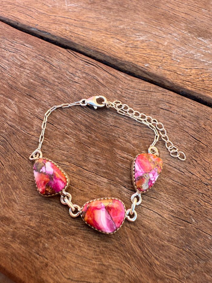 Marigold Bracelet - Pink Dahlia Stones