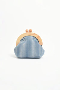 Pinstripe Denim Timber Frame Clutch