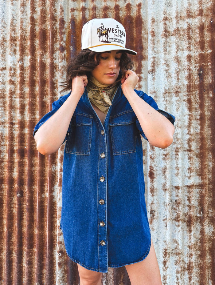 Luna Mini Dress - Dark Wash Denim