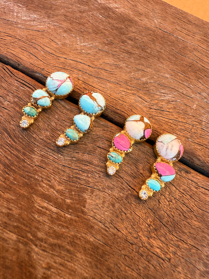 Fayrie Earrings - Cotton Candy Dahlia Stones