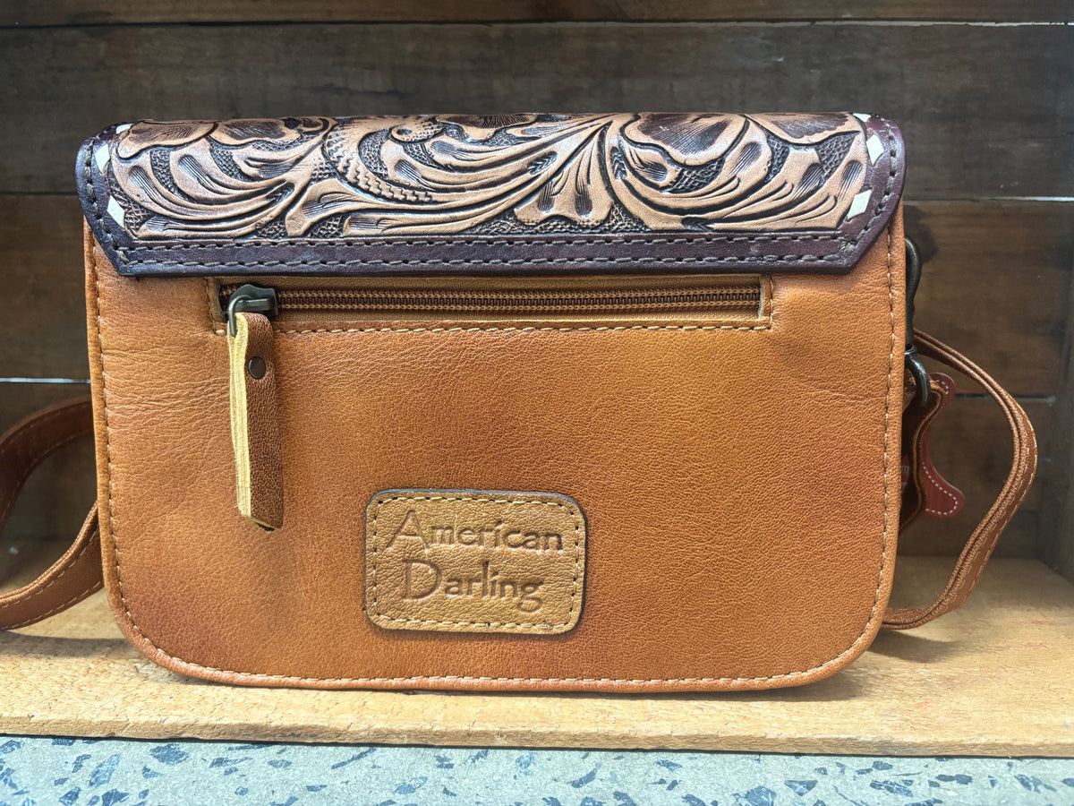 Goldie - Tooled Cowhide Crossbody