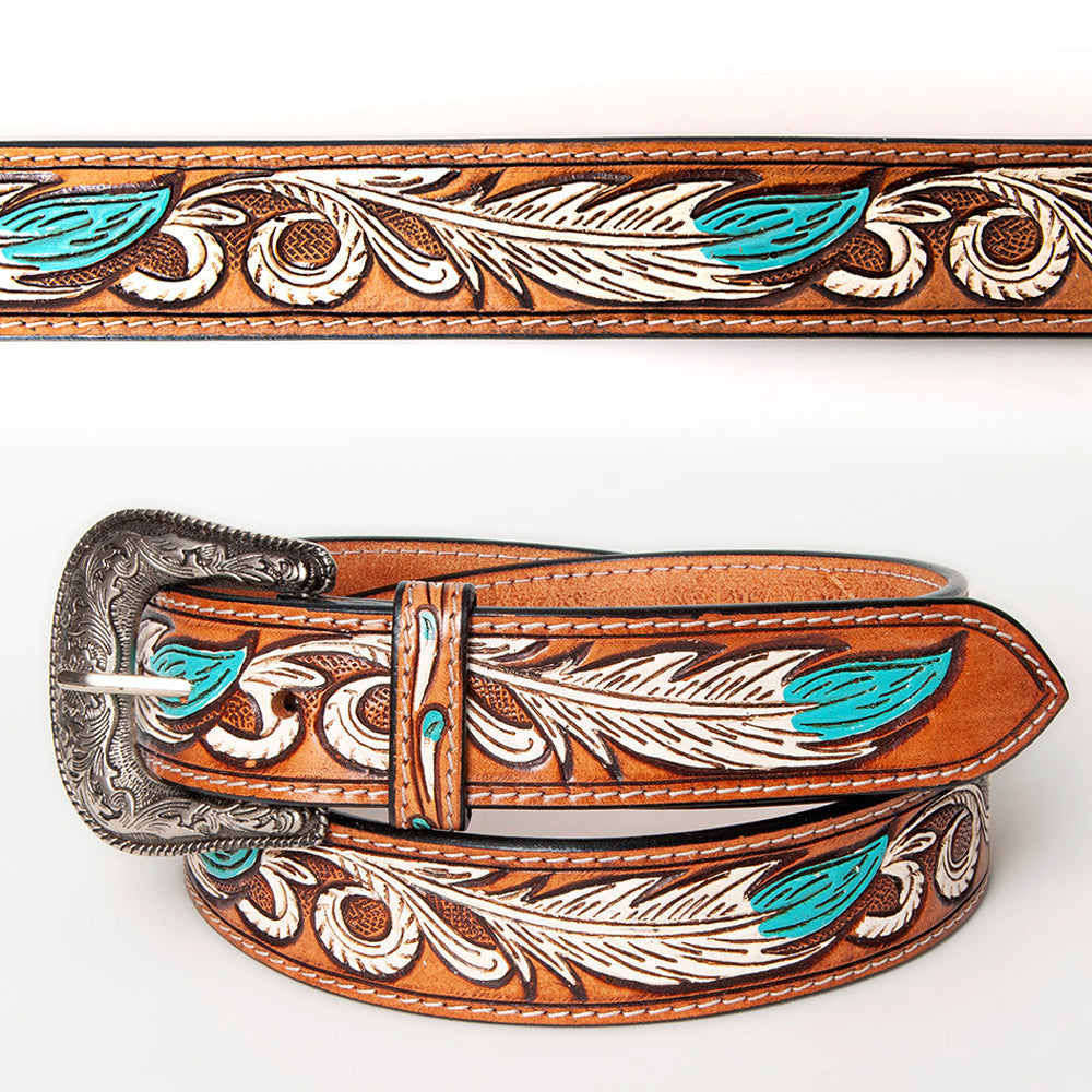 Western Belt - Turquoise Feather