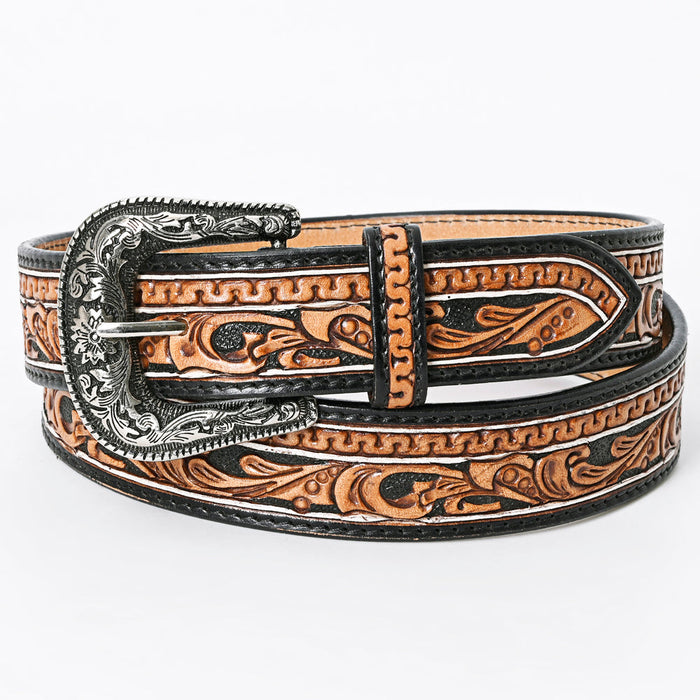 Western Belt - Dark Carved Leather